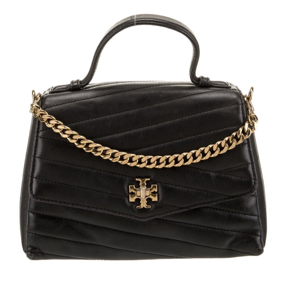 Tory Burch Kira Chevron Top Handle Satchel with Gold Chain and Crossbody Strap